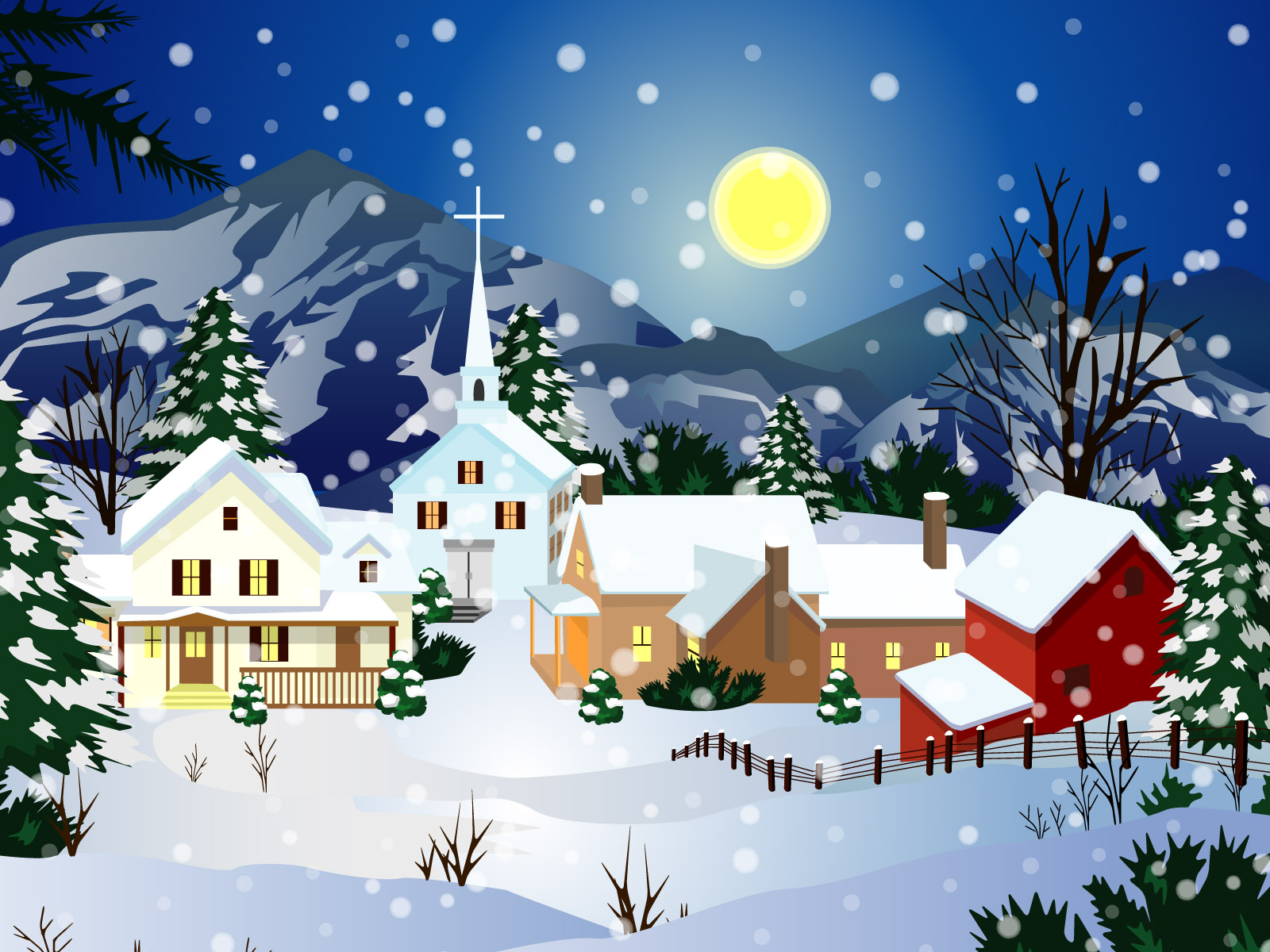 Christmas Snow Trees Background Christian Wallpaper