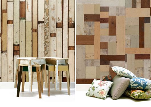 Wallpaper That Looks Like Recycled Wood Planks Without The Bugs Or