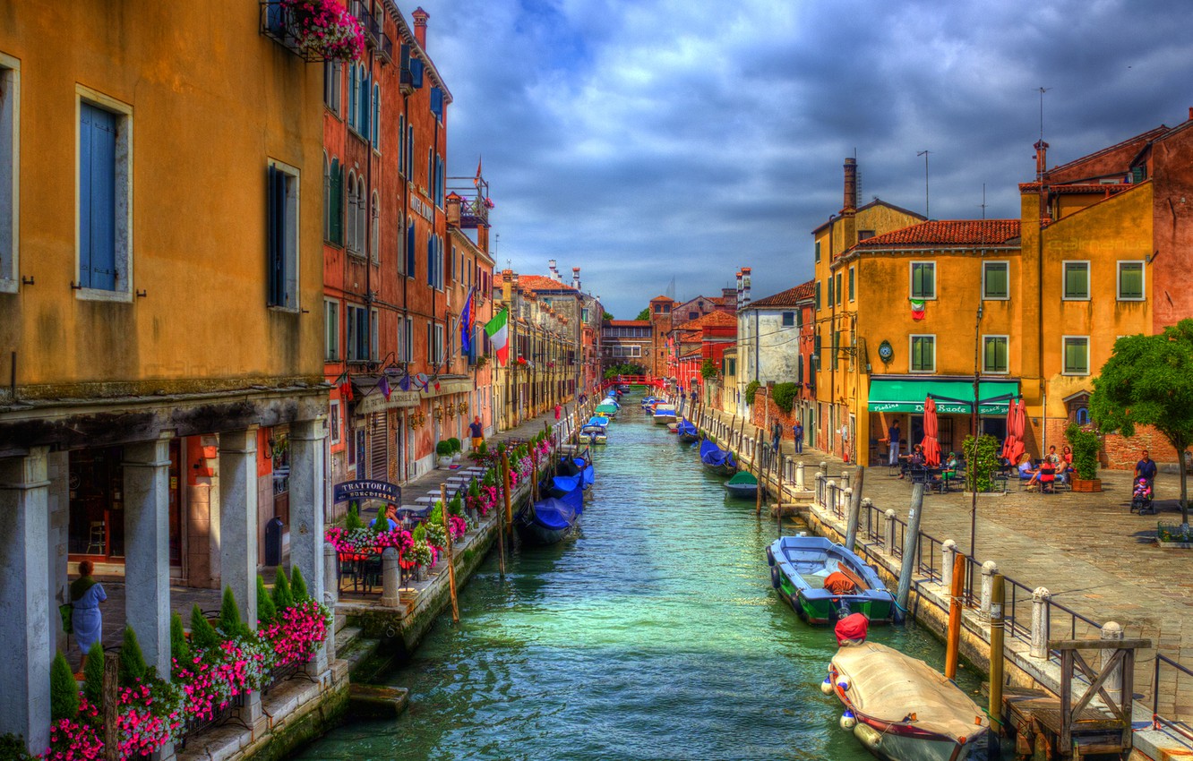 Wallpaper The Sky Clouds Boat Home HDr Italy Venice Channel