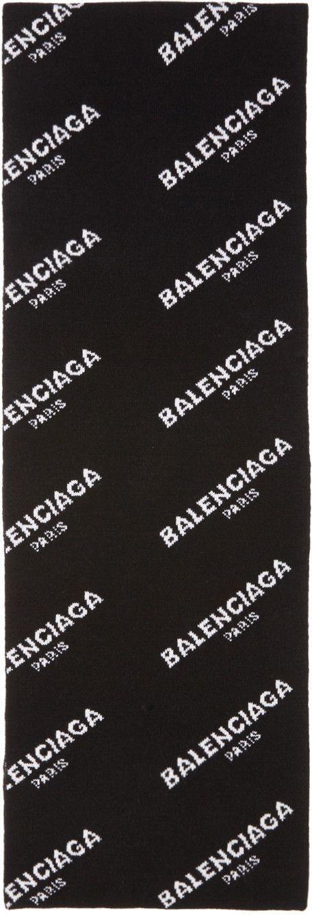 Balenciaga Black All Over Logo Scarf ModeSens Streetwear