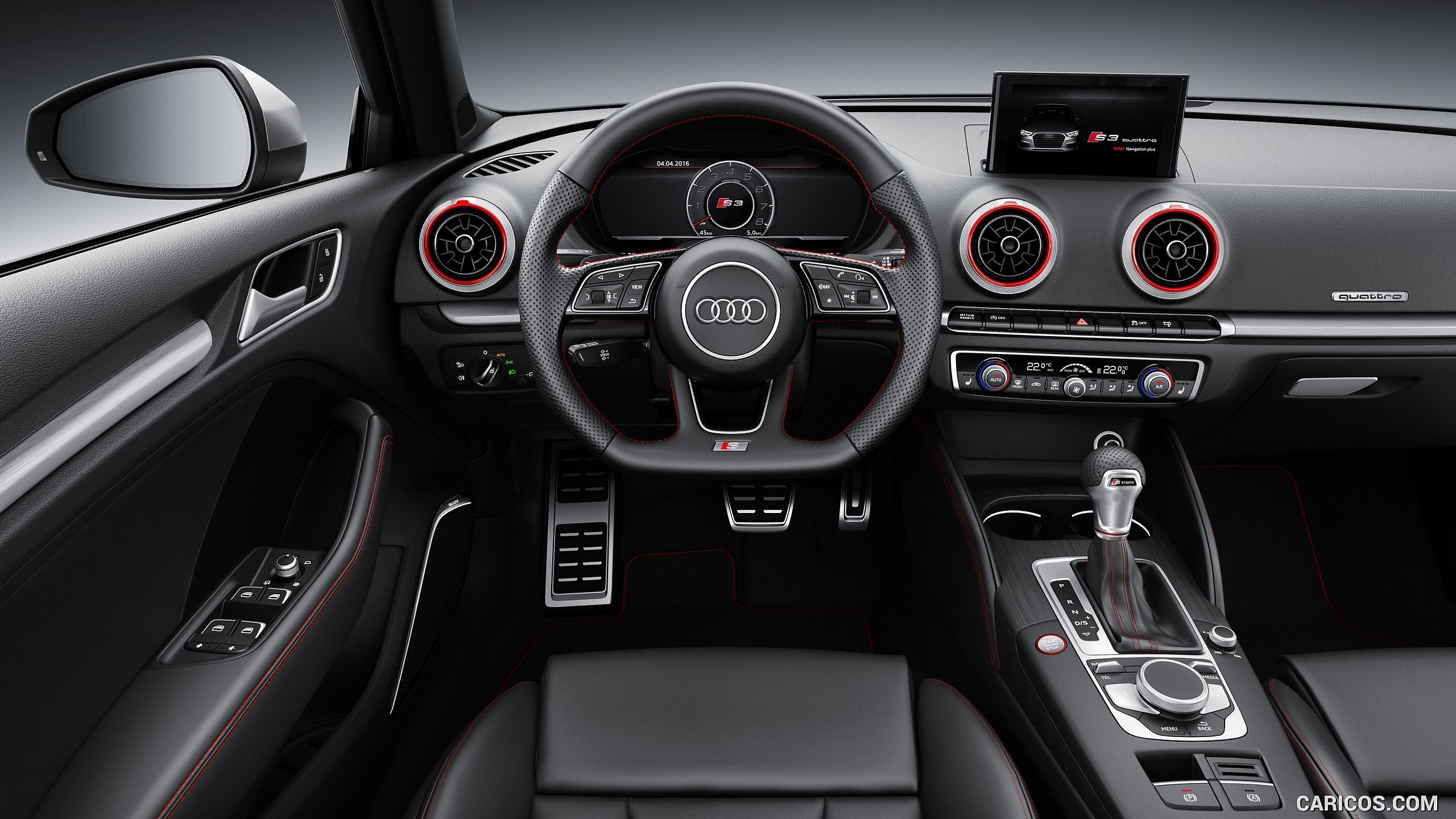 Audi RS3 Red Car Cool Telephone Booth wallpaper 2560x1440