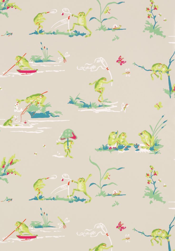 Resort Frogs Wallpaper Flax T16065 Cutest With