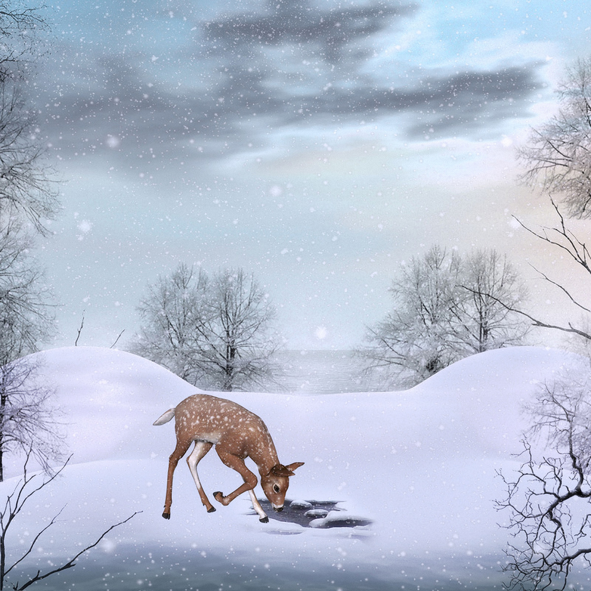 Cute Winter Background With Deer Gallery Yopriceville