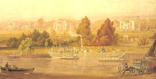 Watercolor Of The Three Villas Robert Weston Was Involved In