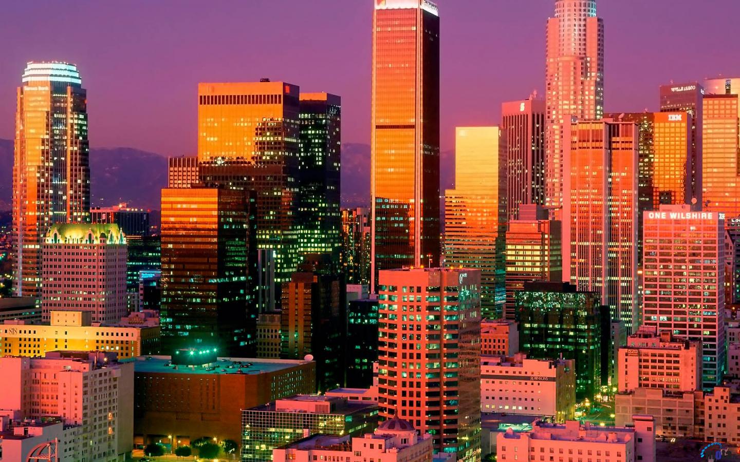 Wallpaper Downtown Los Angeles California At Sunset X