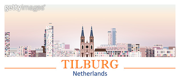 Tilburg Skyline In Bright Color Palette Vector Illustration Wallpaper