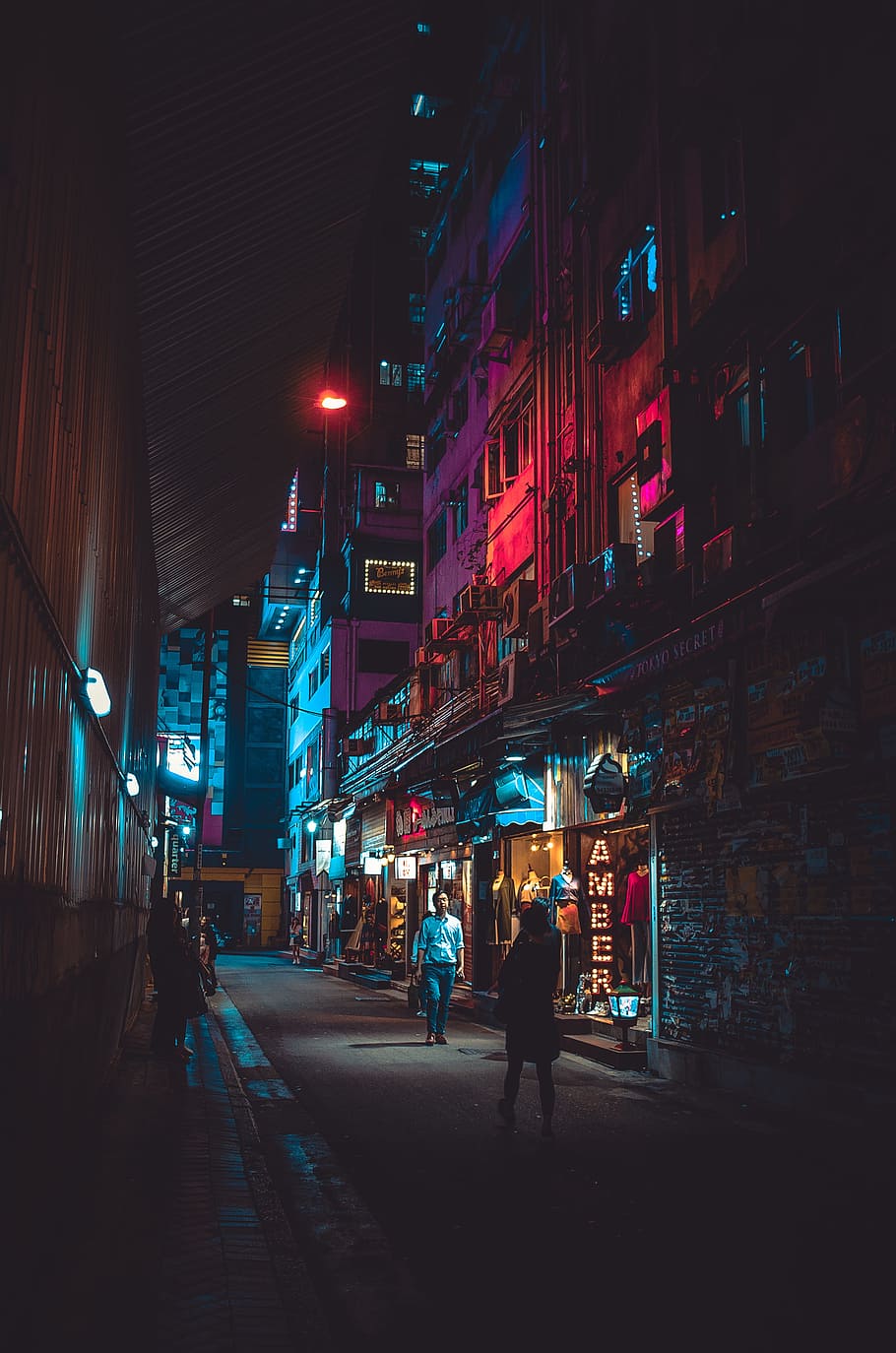 HD Wallpaper Man Walking On Street City Night Light Hongkong