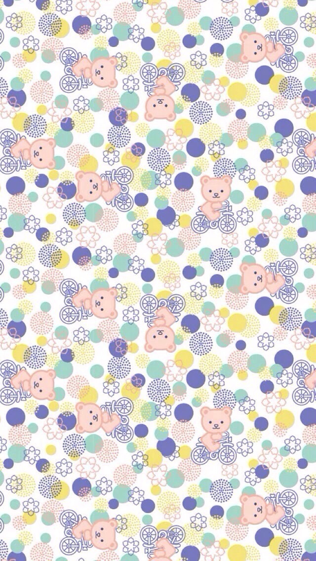 Clean Bear And Floral Pattern Wallpaper iPhone