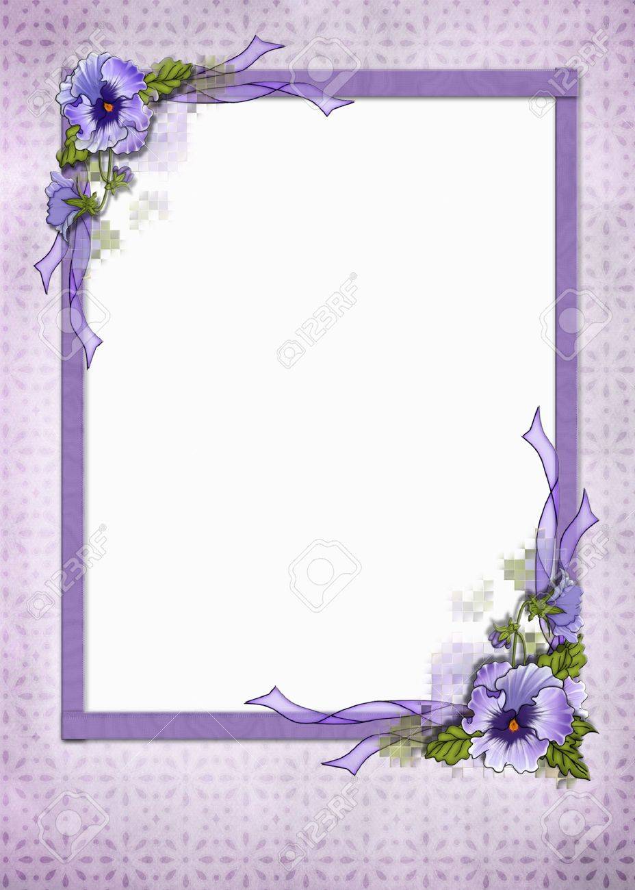 Fancy Pansy Frame On Eyelet Background Stock Photo Picture And