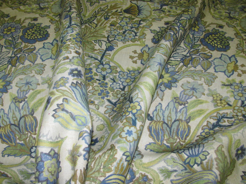 Lee Jofa Blue Green Tetbury Floral Drapery Fabric Yd Remf1