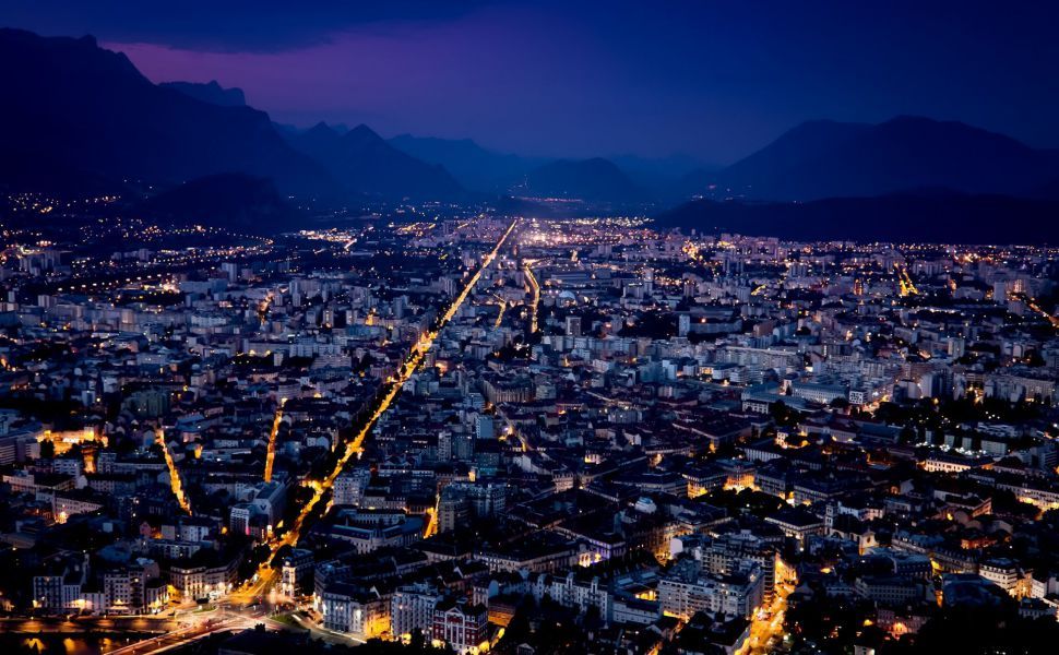 Grenoble At Night HD Wallpaper France Europe Paris