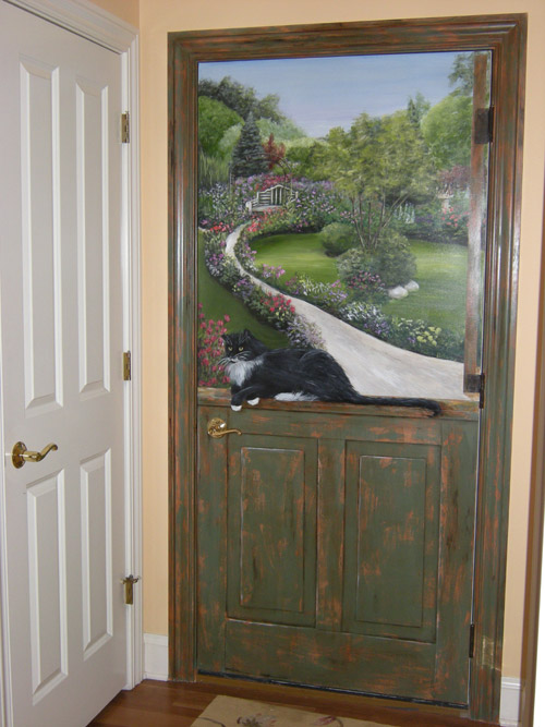 Are Painted On A Flat Metal Door Leading To Garage Murals