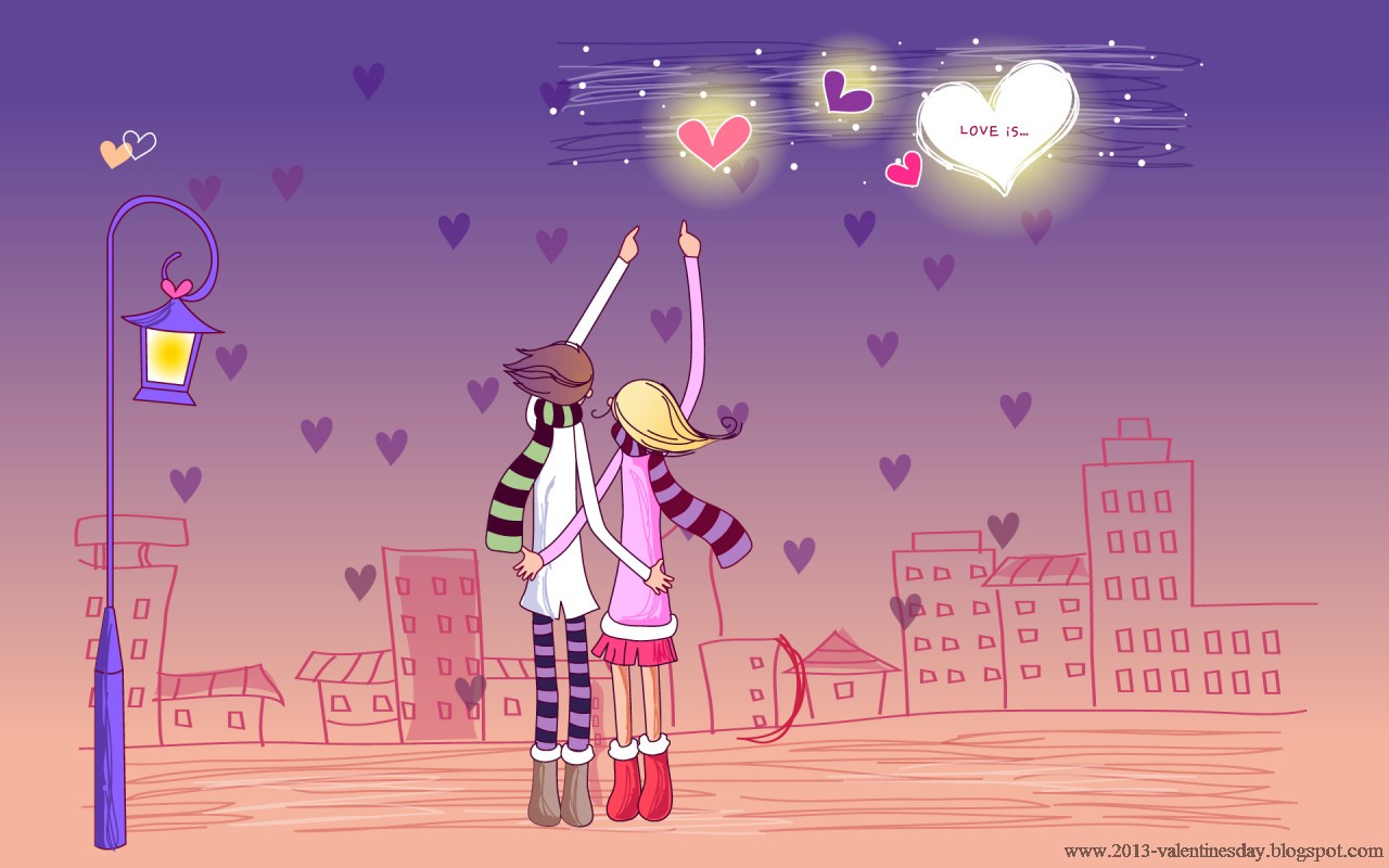 Cute Cartoon Couple Love HD Wallpaper For Valentines Day Online