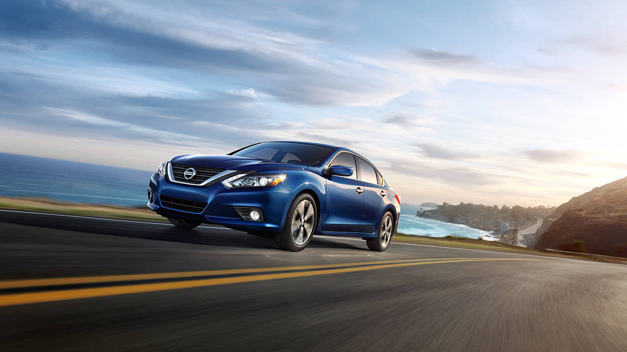Nissan Altima On Road Blue Color Full HD Wallpaper