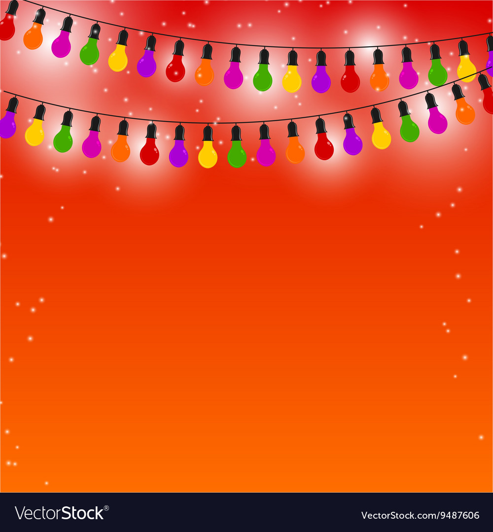 Garland Colored Lights Red Festive Background Vector Image