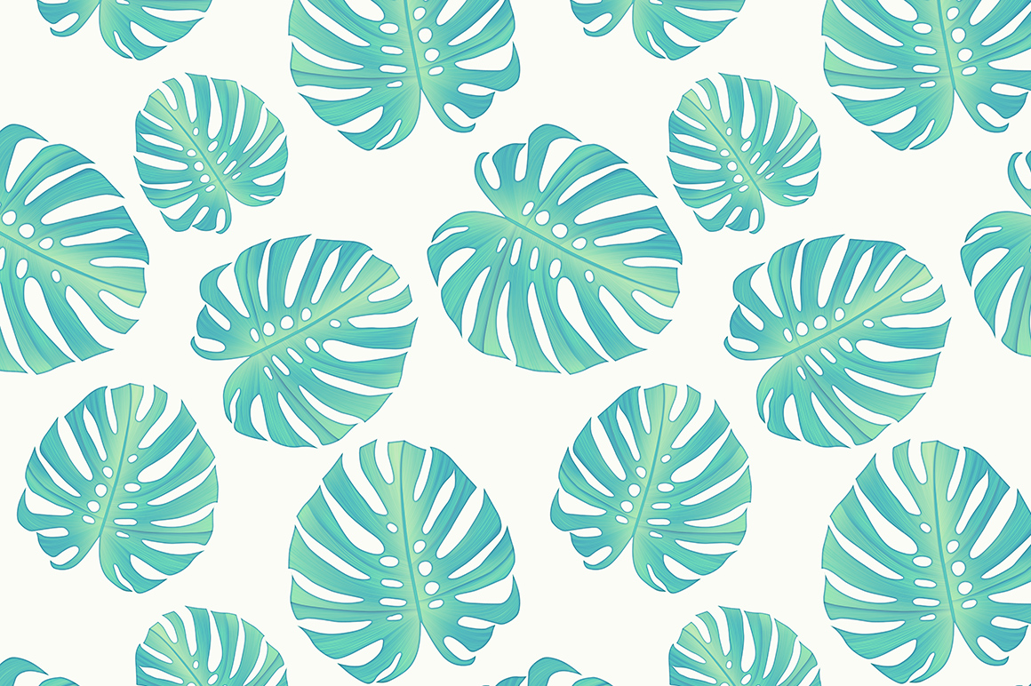 Tropical Palm Leaves Monstera Seamless