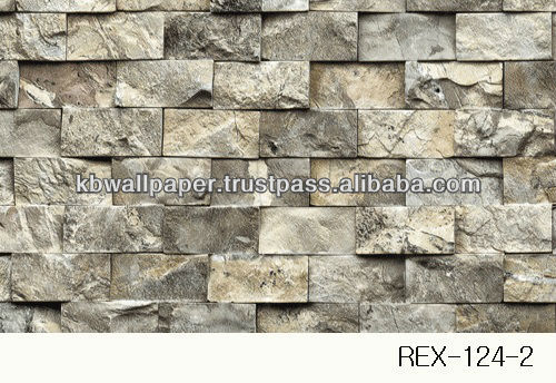 124 2 Stone brick rock 3D design pvc vinyl wall paper wall covering
