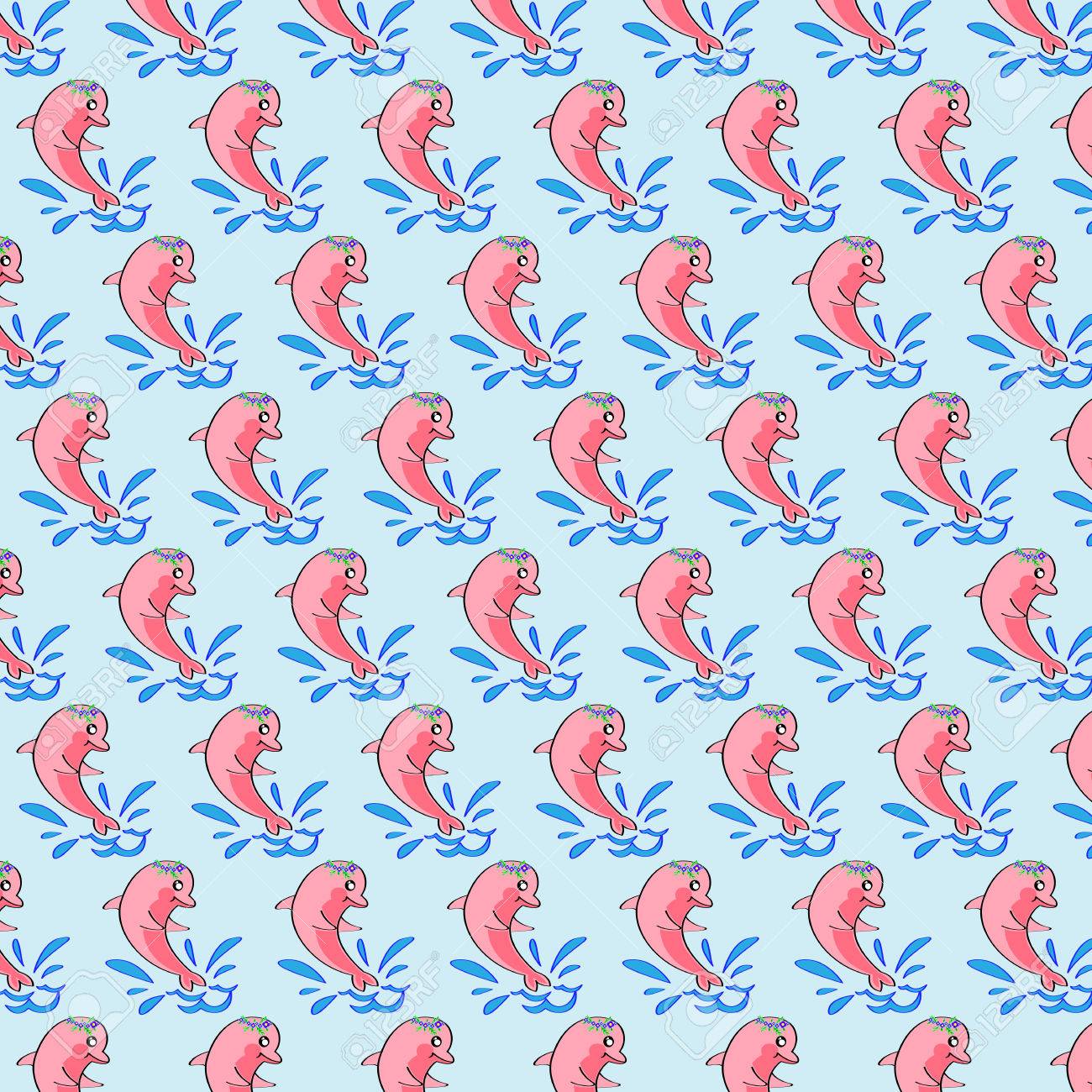Design Wallpaper Background Of Pink Dolphin Royalty Cliparts