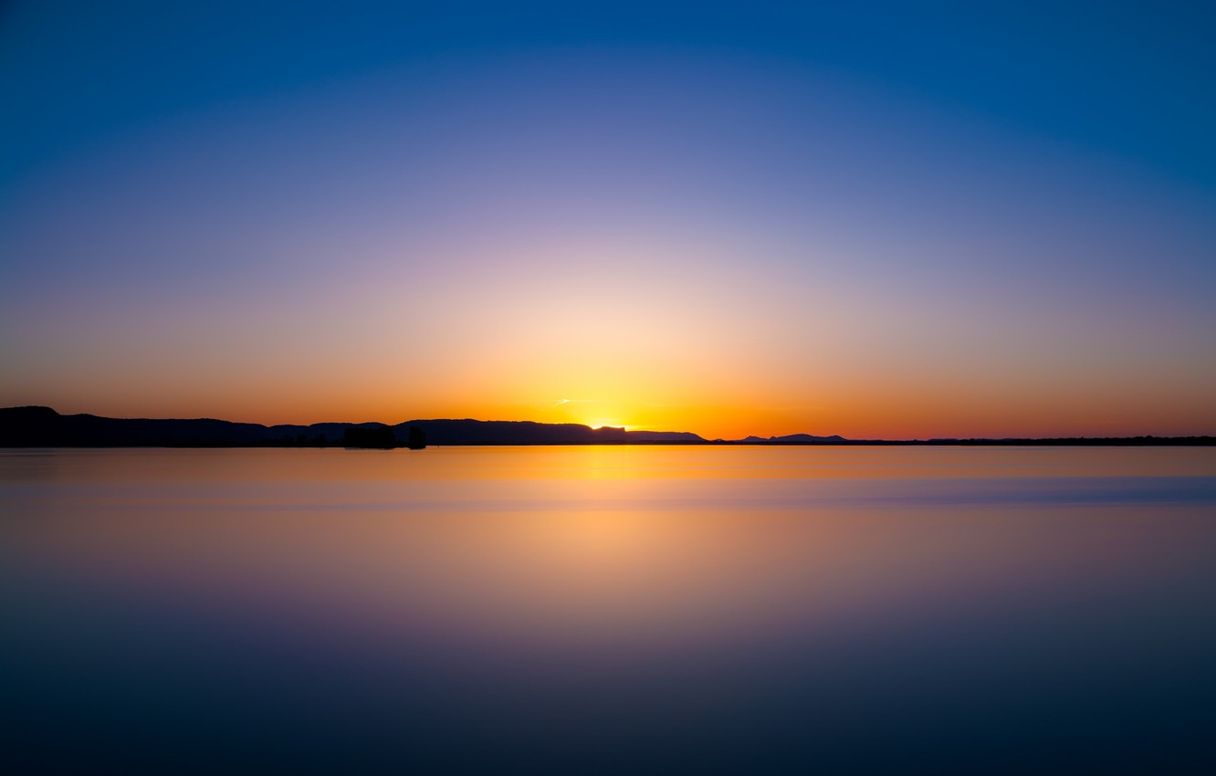 Wallpaper Twilight Sunset Lake Dusk Reflection Silhouette