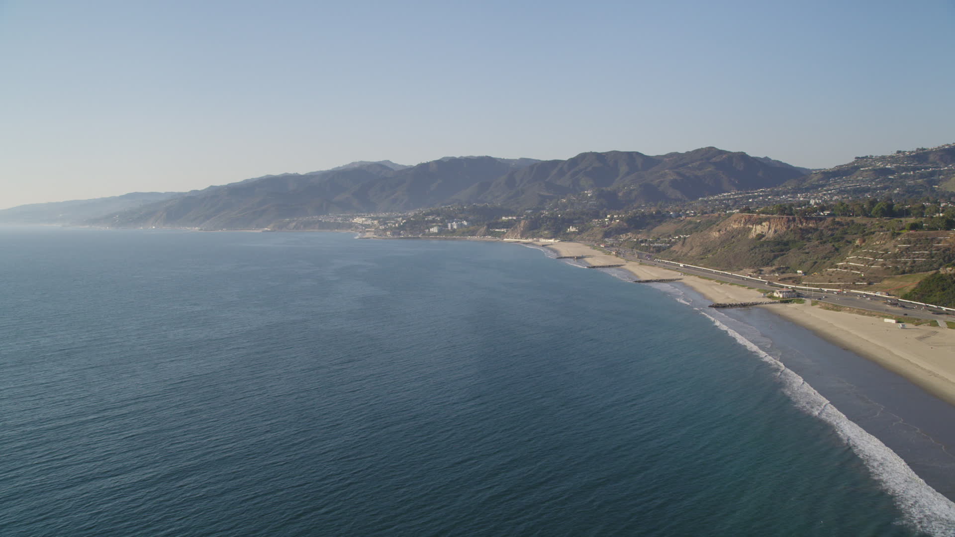 5k Stock Footage Aerial Video Of Beach In Pacific Palisades Seen