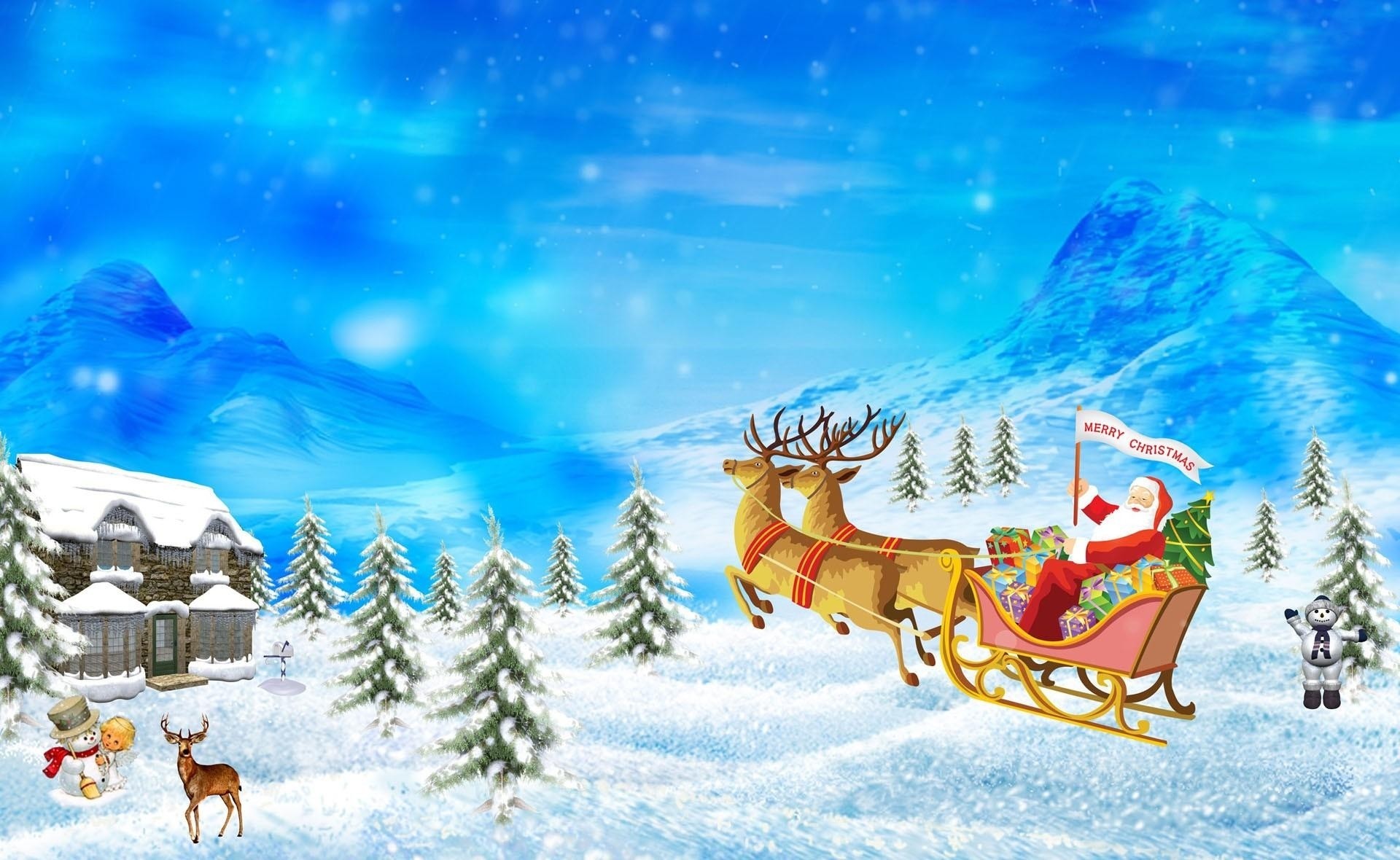 Merry Christmas Santa Reindeer HD Wallpaper Deer