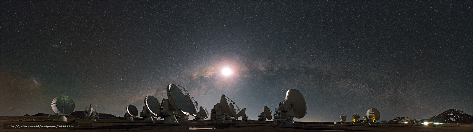 Wallpaper Milky Way Moon Star Radio Telescope Desktop
