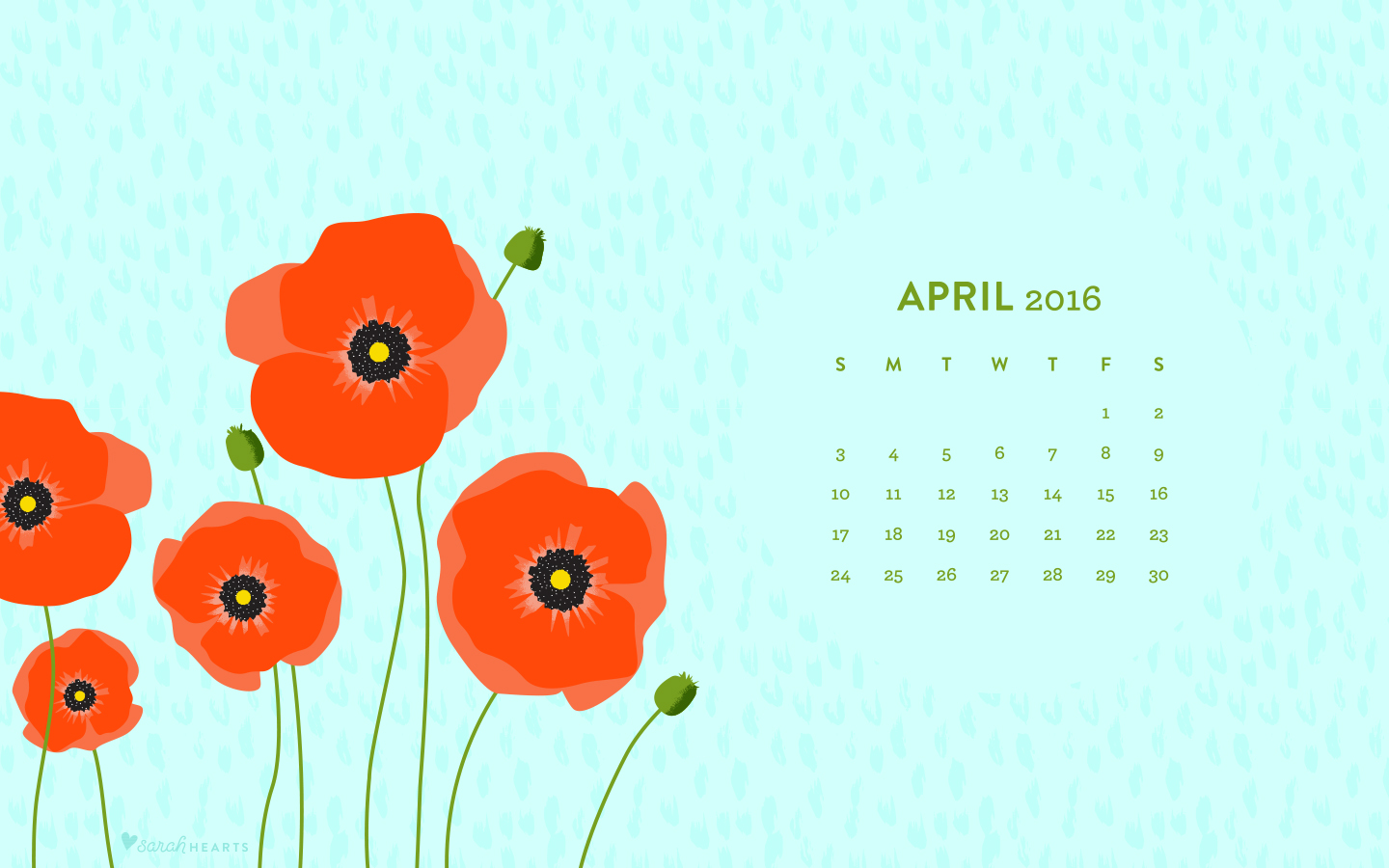 April Poppy Calendar Wallpaper Sarah Hearts