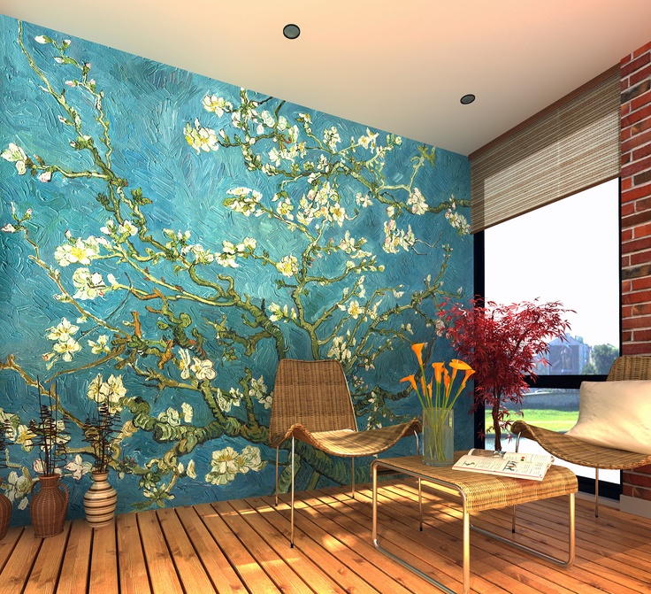 Interior Decorating Decor Ideas Vans Gogh Blue Wall Murals