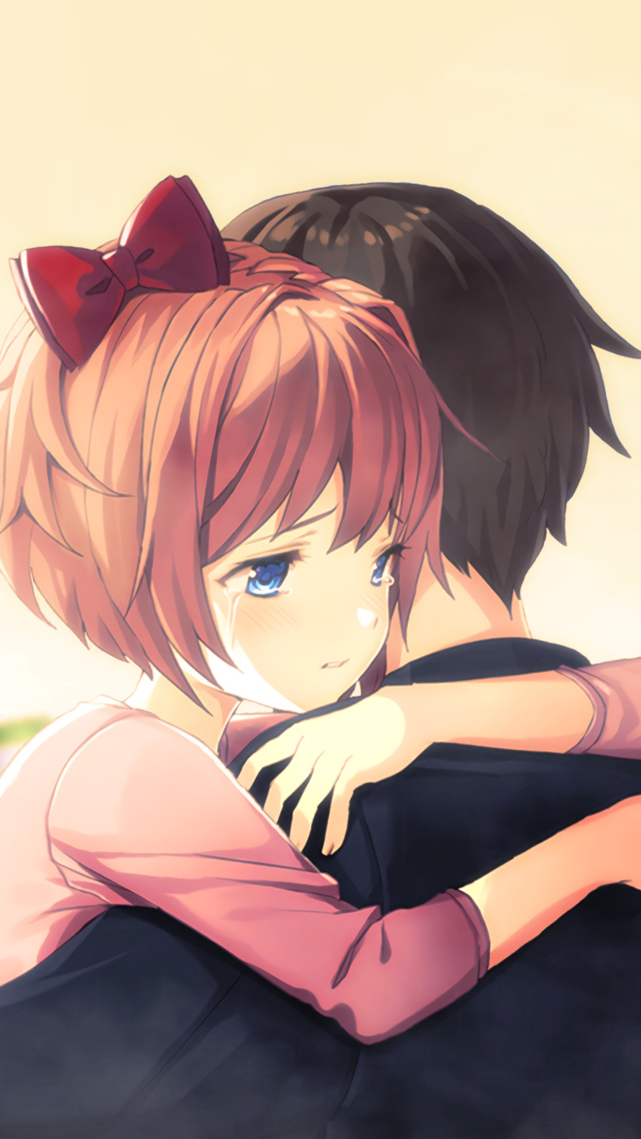 Cute Anime Couple Hug Sony Xperia X Xz z5 Premium Hd 4k Wallpaper