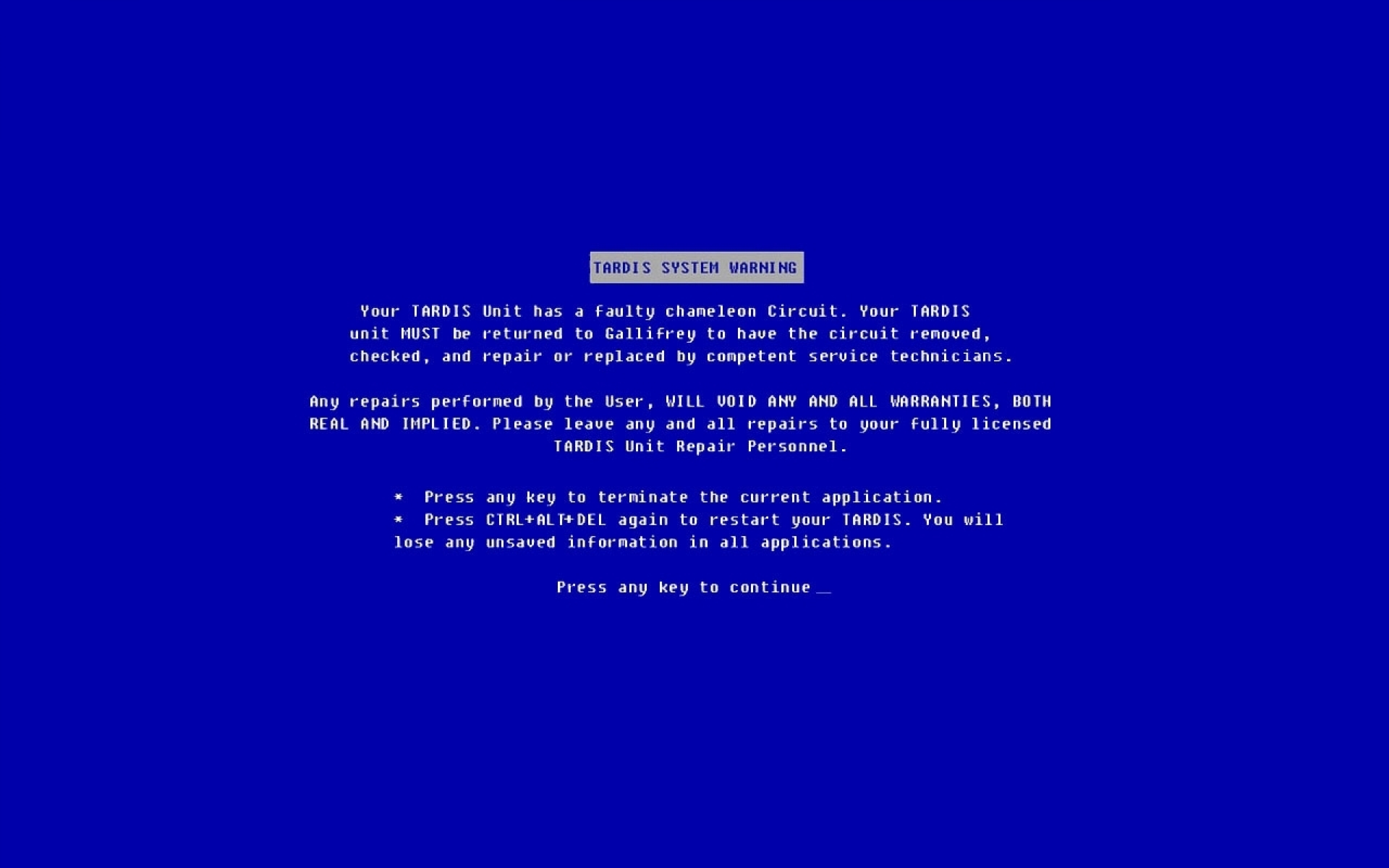  blue screen of death doctor who 1280x800 wallpaper Wallpaper Free