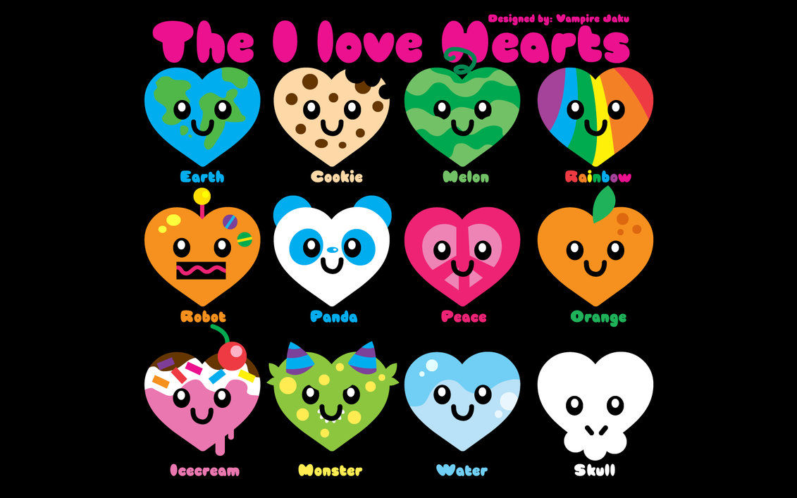 The I love Hearts Wallpaper by VampireJaku on