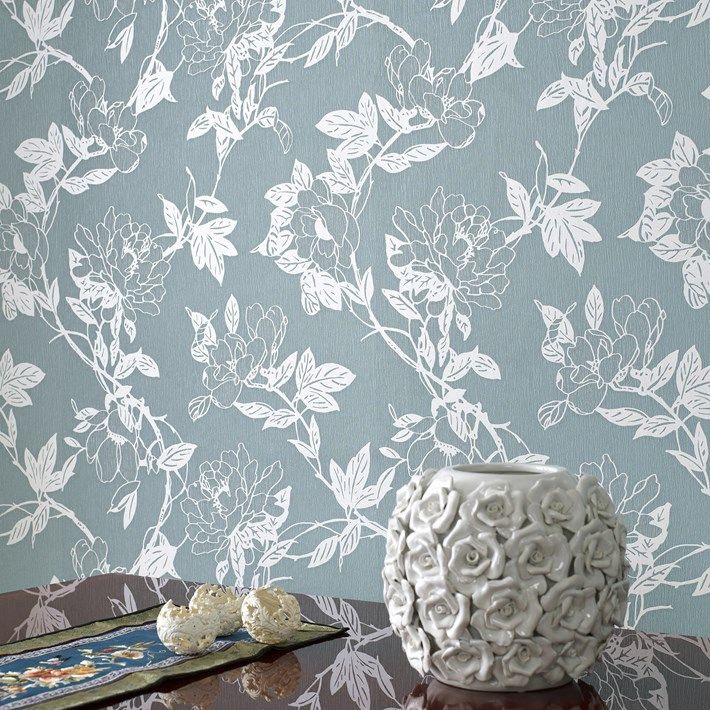 Wallpaper By Steve Leung Blue Floral Wall Coverings Graham Brown