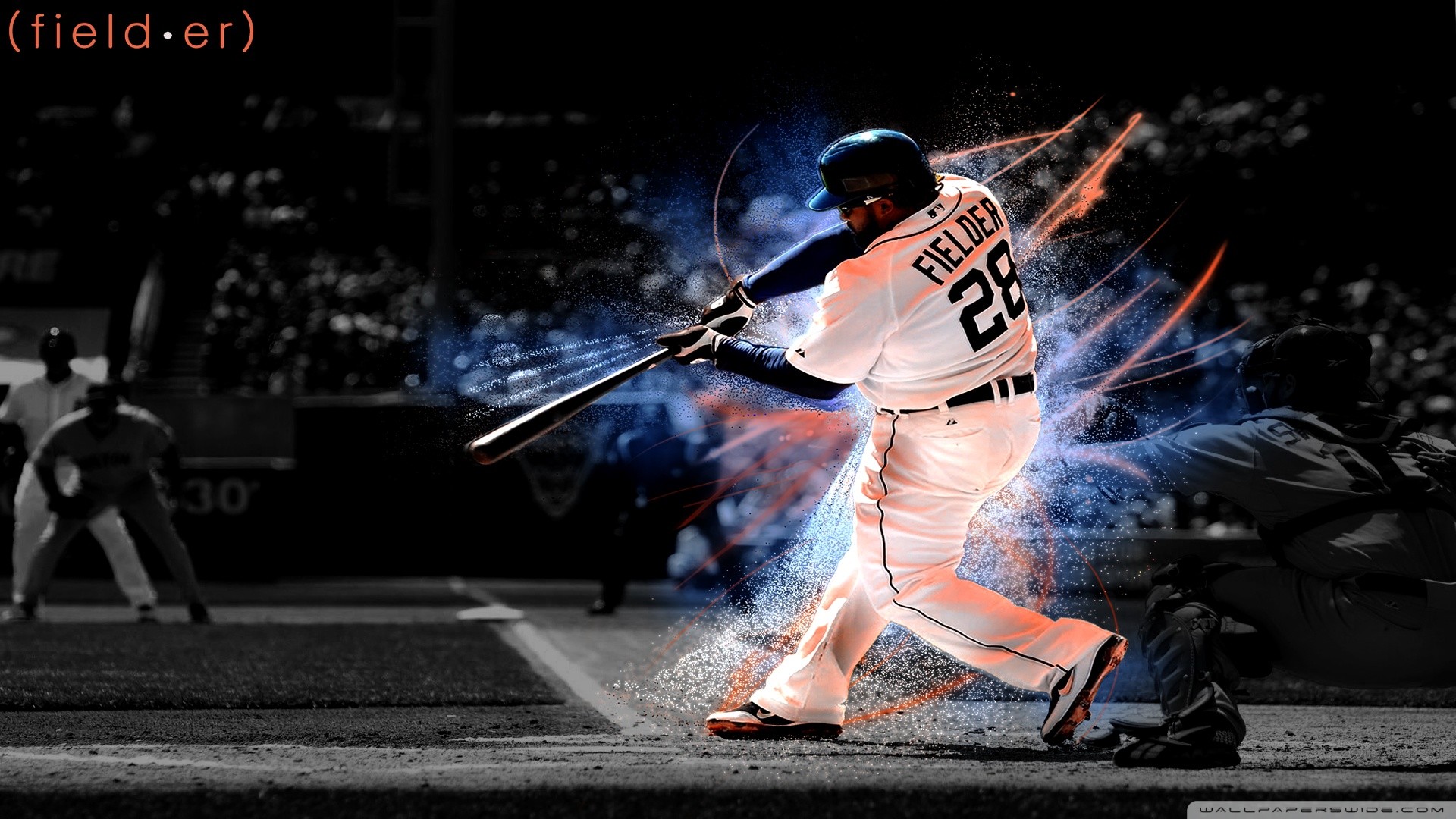 A baseball player mid-swing, connecting with the ball, showcasing the power and intensity of the sport