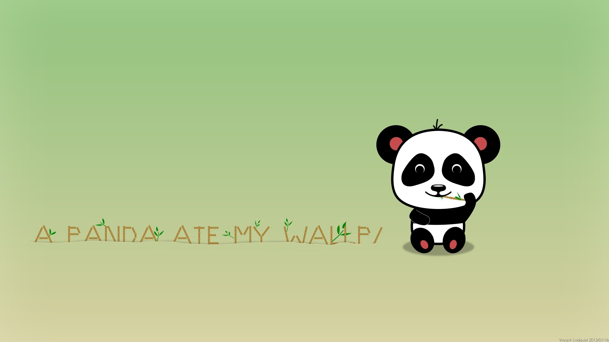 Minimalistic bamboo panda bears simple background 2560x1440