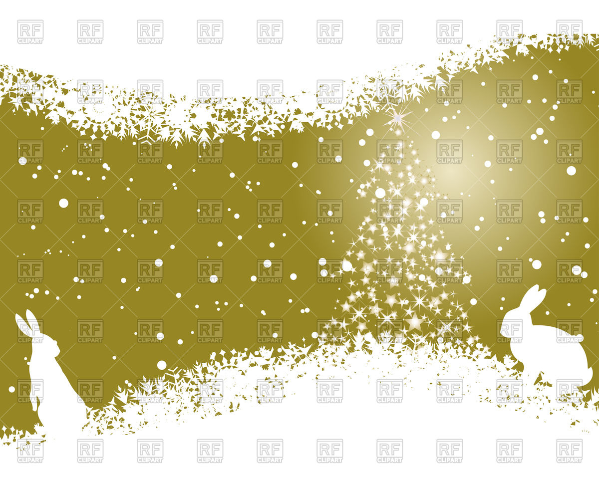 Brown Christmas background with deer and rabbit Vector Image of