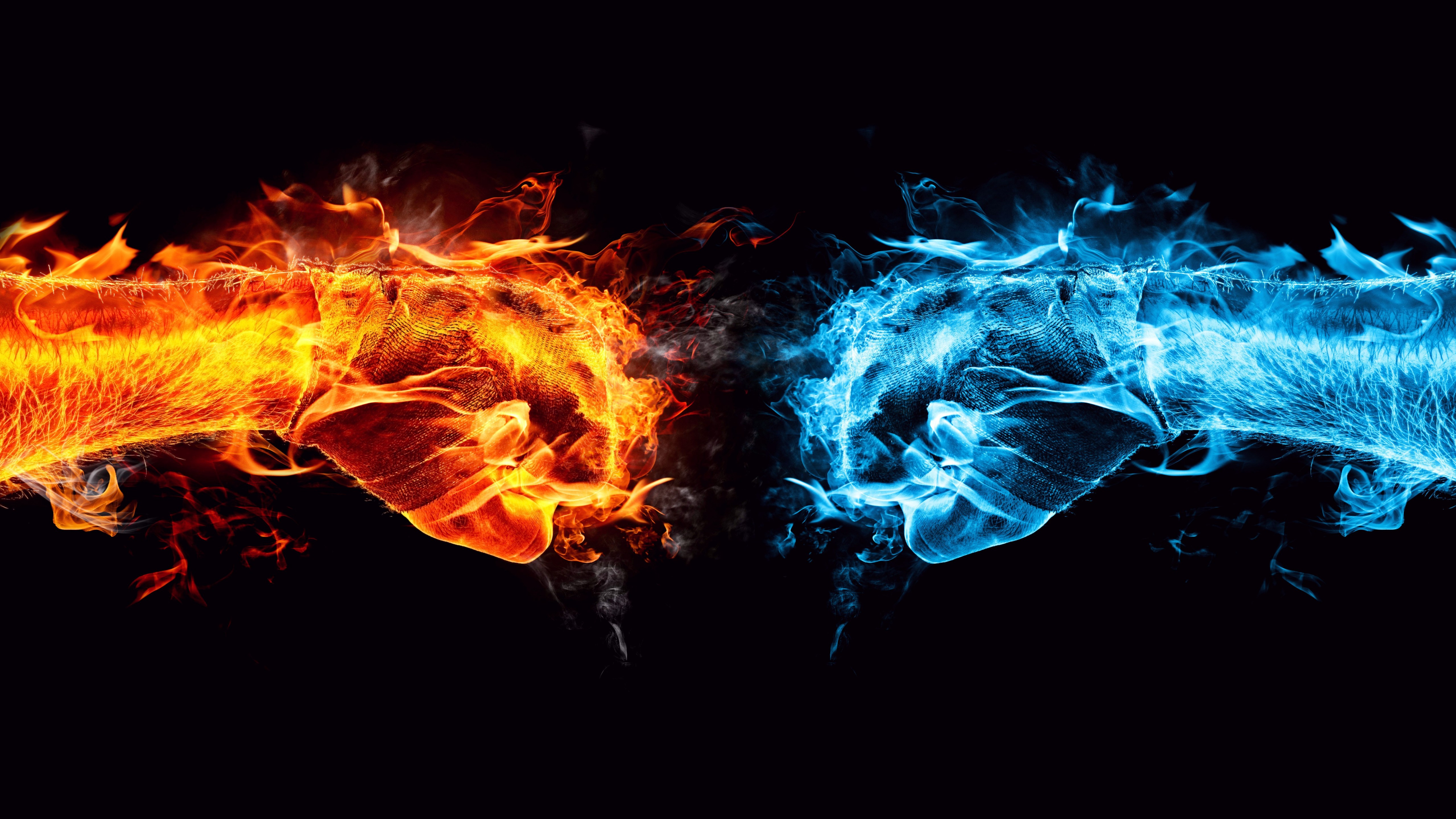 Wallpaper Hands 4k 5k 8k Fight Kick Orange Blue