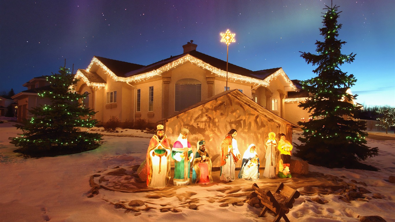 Outdoor Christmas Nativity Scene Merry Desktop