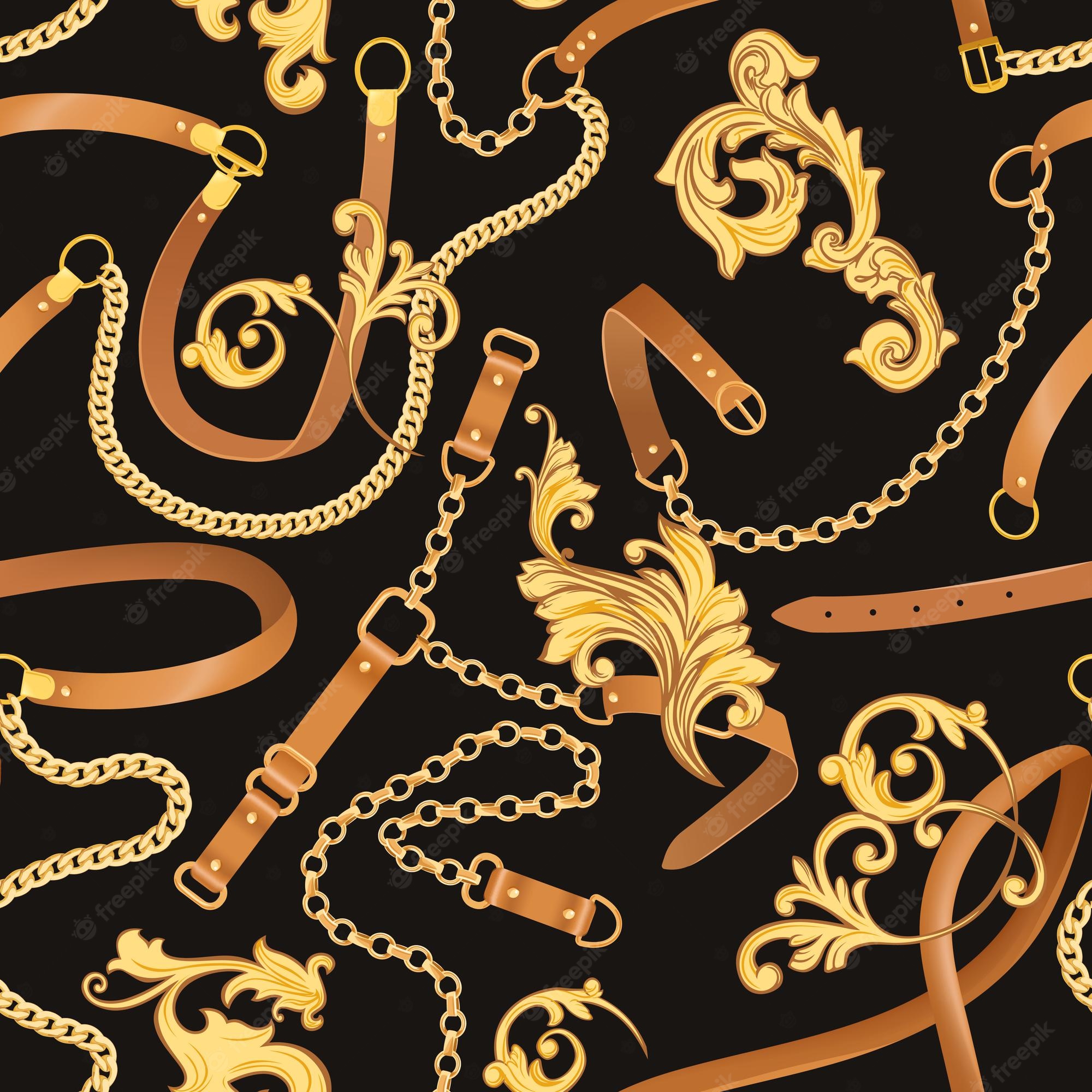 Premium Vector Fashion Fabric Seamless Pattern With Golden