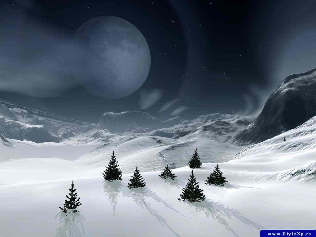 Wallpaper Love Your Desktop 3d Moon In Snowy Place Cold