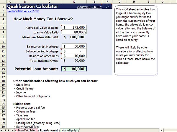 The Home Equity Calculator Worksheet To Estimate How Much Money
