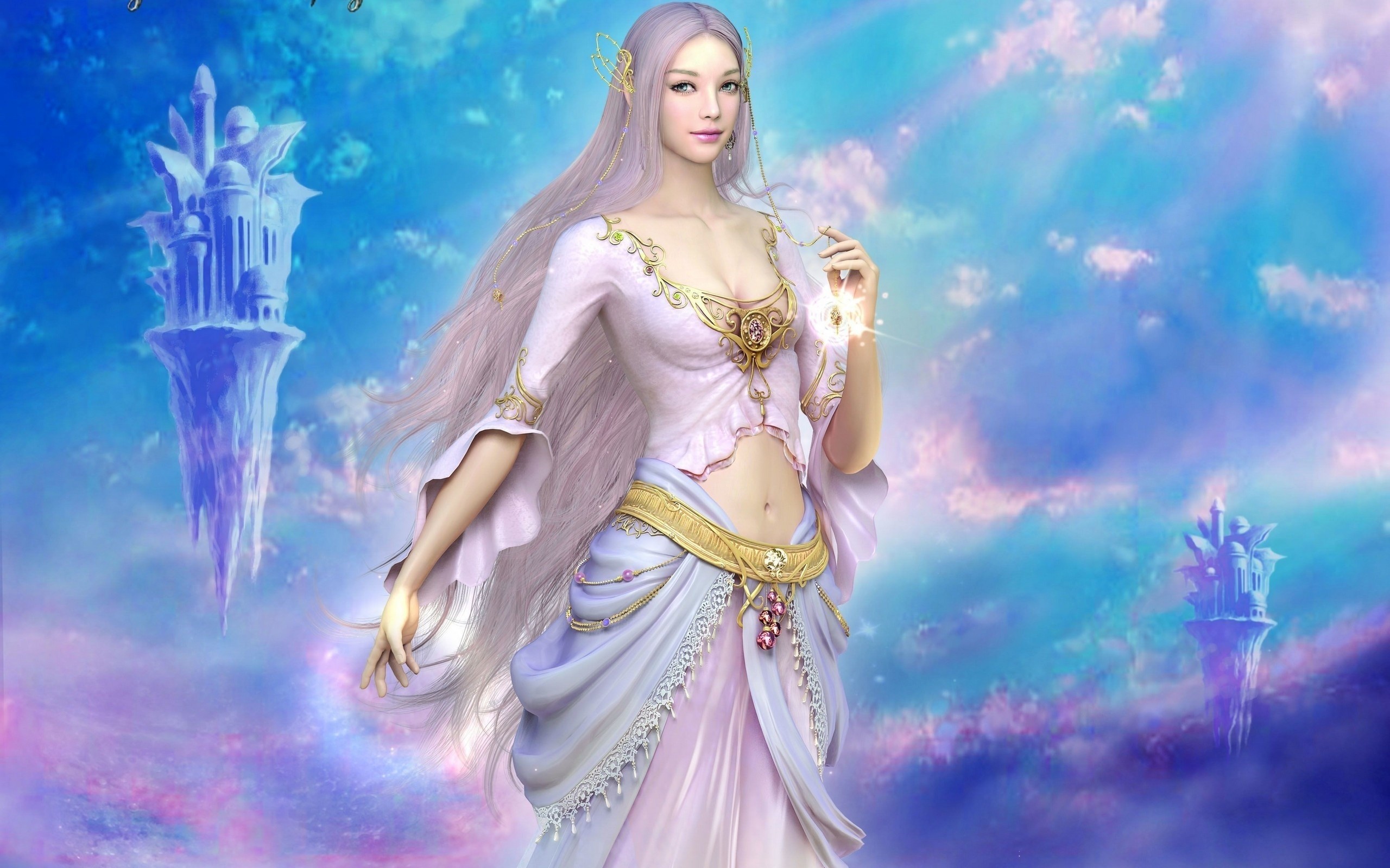 Goddess Of Light 3d Art Blue Fantasy