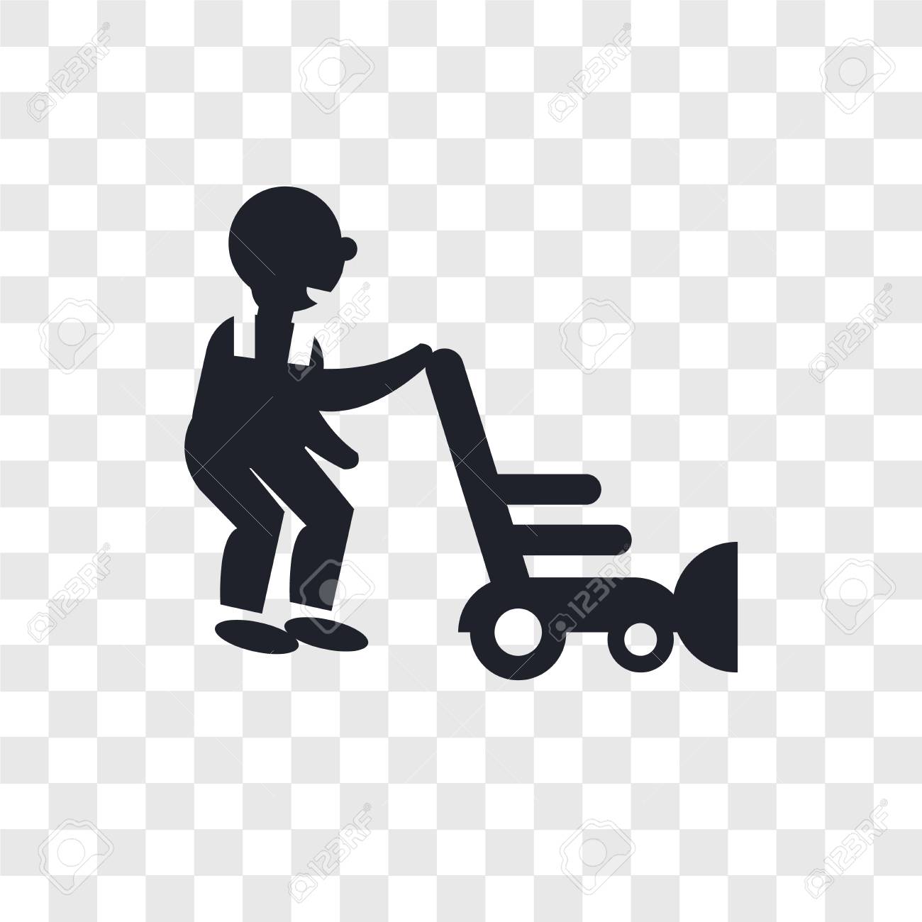 Person Mowing The Grass Vector Icon Isolated On Transparent