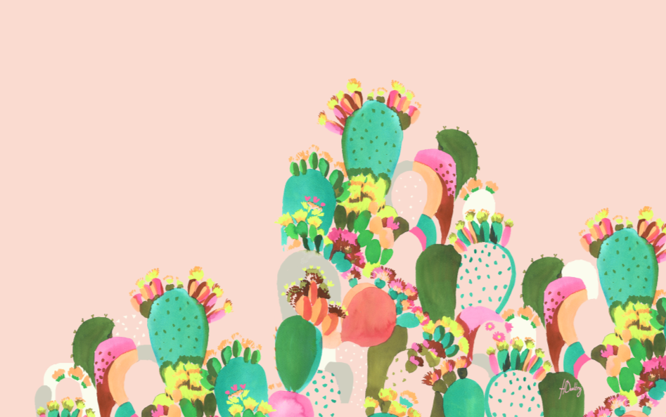 Cactus Pattern Wallpaper Design Sponge Desktop
