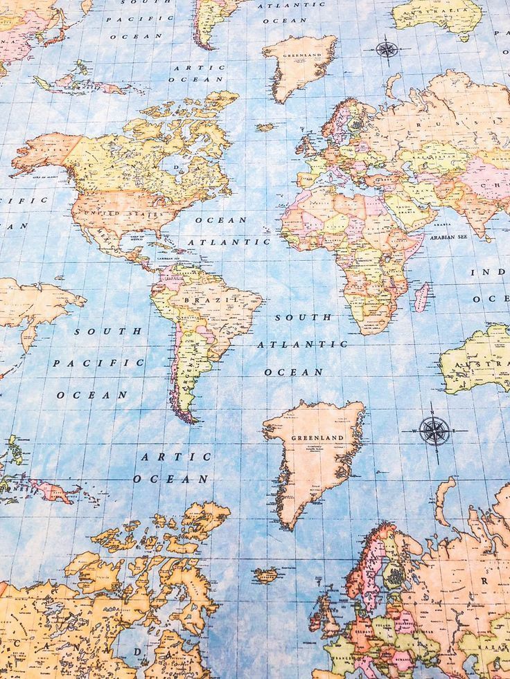 World Map Wallpaper Fabric Screen