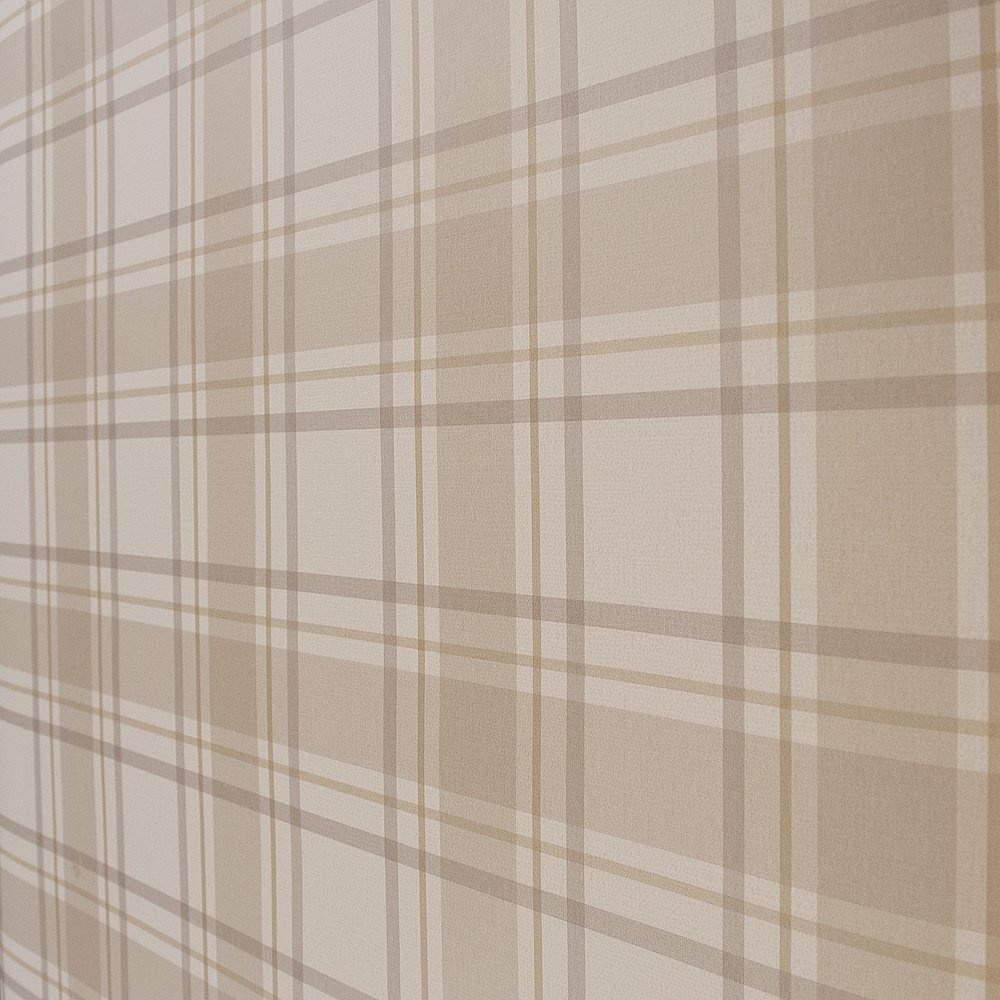 Wallpaper I Love Tartan Neutral Beige