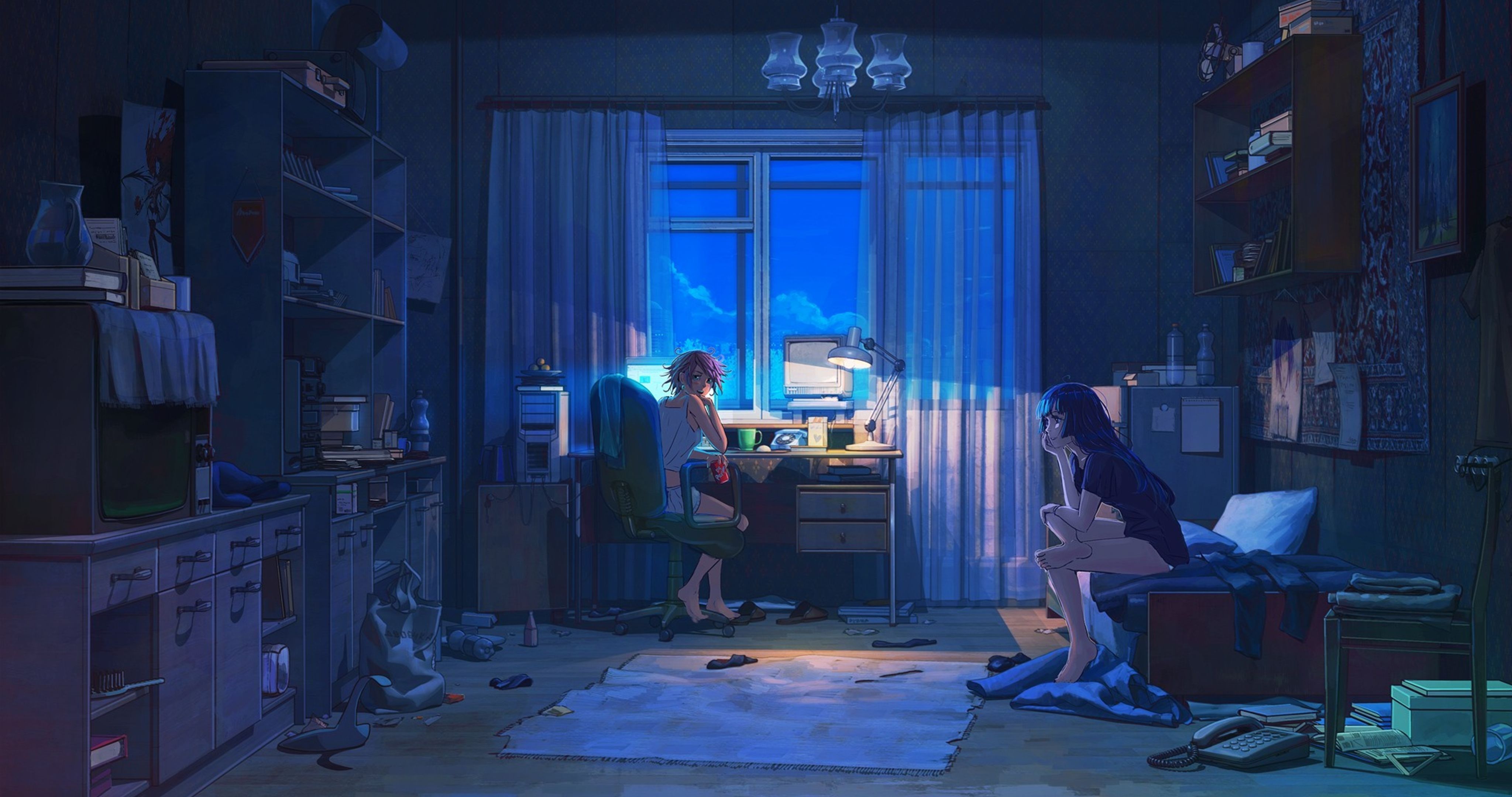 HD wallpaper: Anime, Original, Bedroom, technology, computer, no people,  computer equipment | Wallpaper Flare