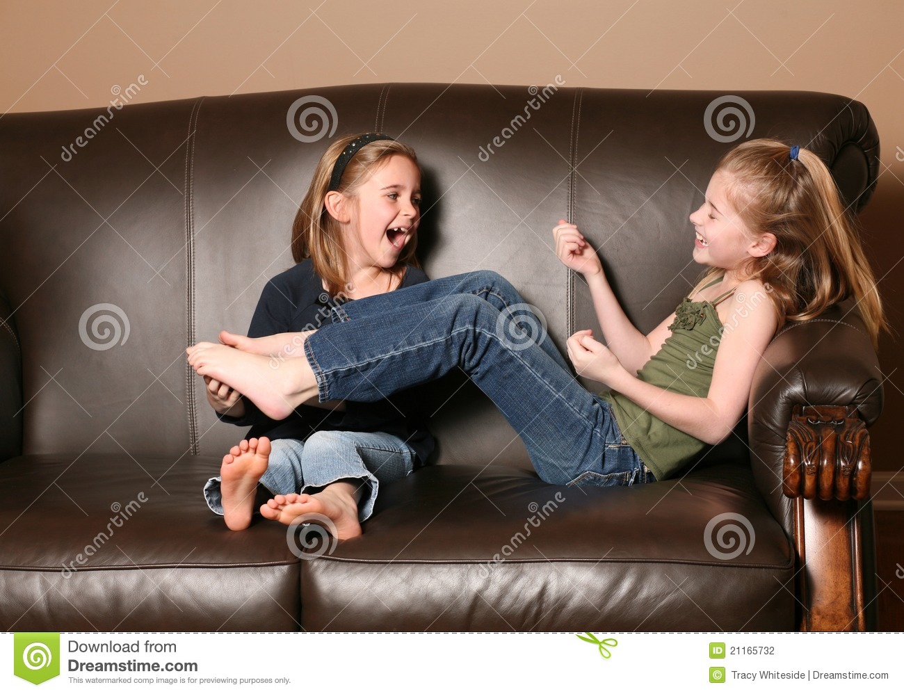 Clip Art Stock Photo Of A Little Girl Being Tickled By Her Mom