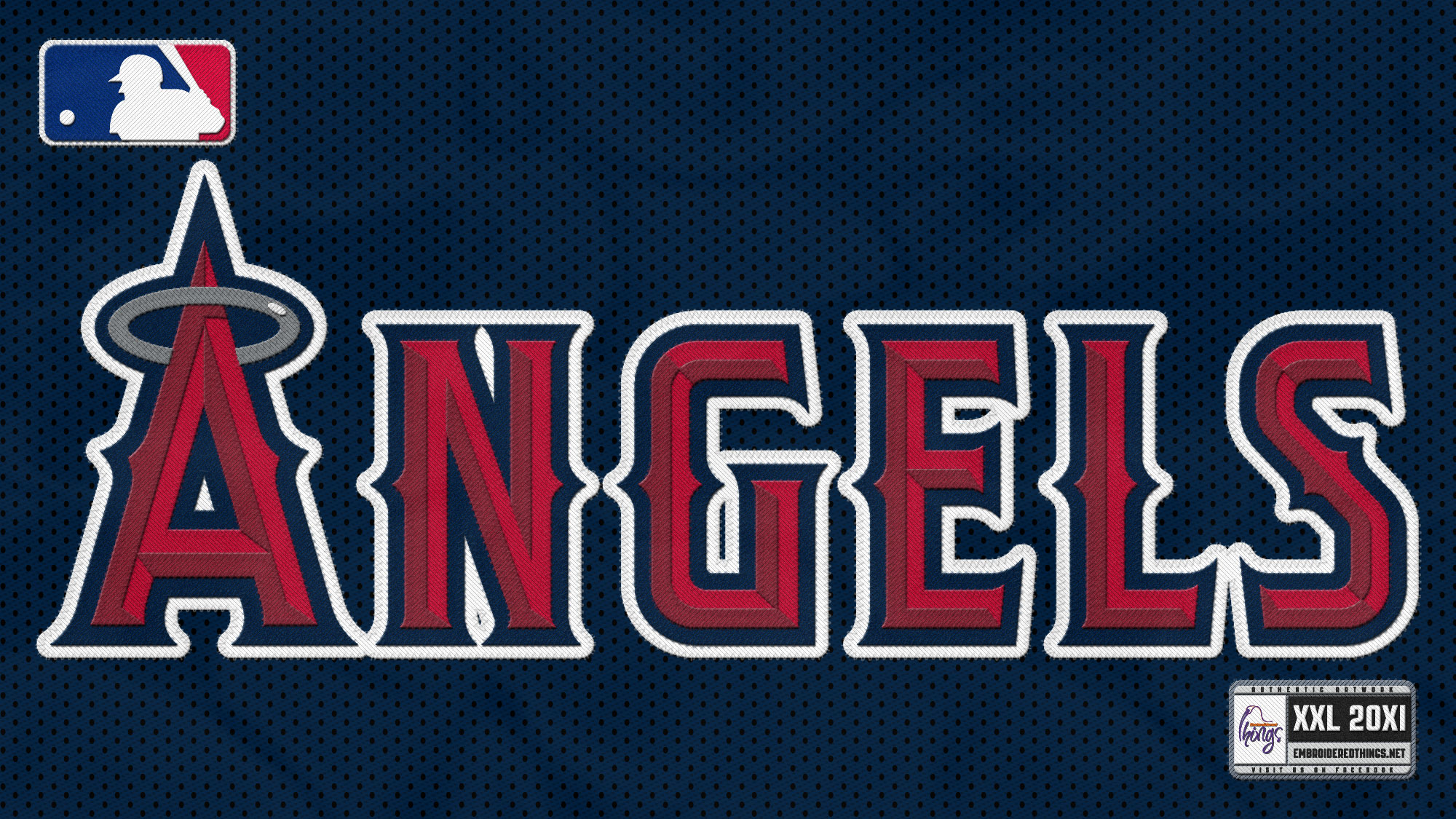 Los Angeles Angels Wallpaper 4K, Baseball team, Blue background