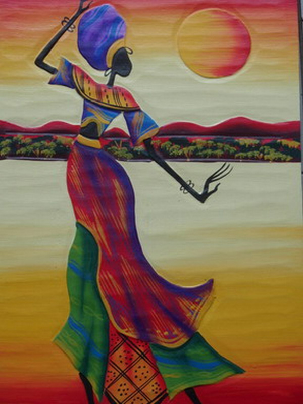 African Women Dancing Headscarfed Painting