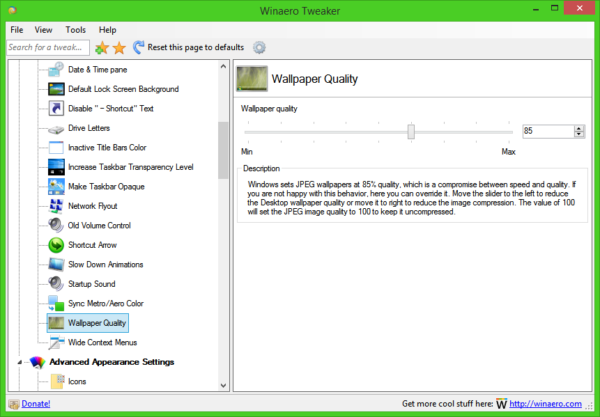 The Wallpaper Image Quality Easily Using Following User Interface